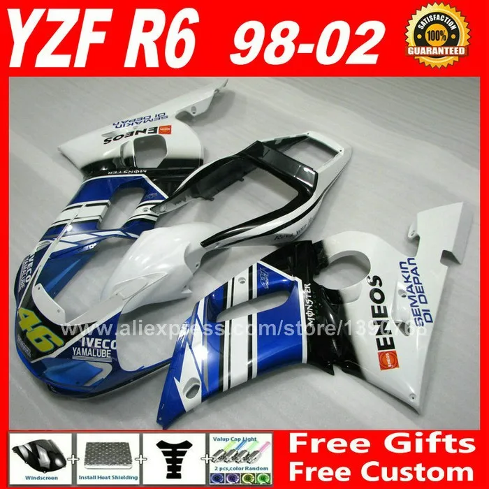 

Blue flames Fairings fit for YAMAHA YZF R6 1998 - 2002 plastic parts yzfr6 1999 2000 2001 98 99 00 01 02 fairing kits S7X3