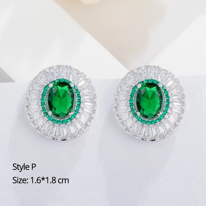 Style P BeaQueen Классическая большая капля воды Зеленый Кристалл Длинные Серьги-Подвески Овальный Круглый сердце, кубический циркон женские свадебные украшения E292 - Окраска металла: Style P
