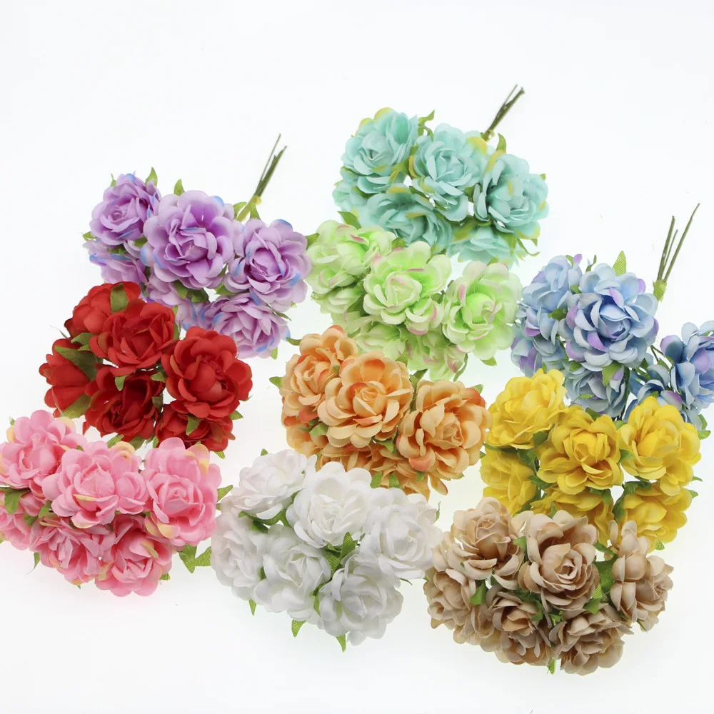 6PCS Cheap Wedding Decoration DIY Wreath Needlework Gift Box Scrapbooking Fake Flower Handmade Artificial Flowers | Дом и сад