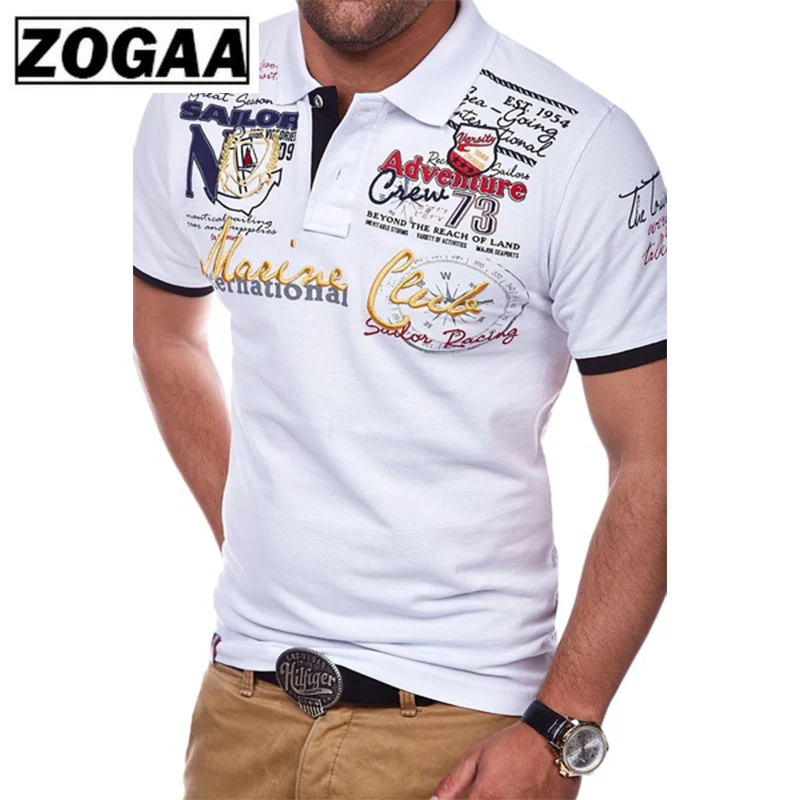 Мужская рубашка поло ZOGAA повседневная облегающая хлопковая с коротким рукавом