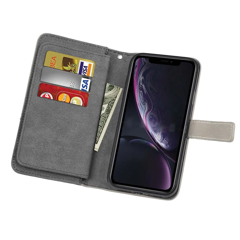 Capa Fundas для iphone XR XS Max 6 6 Plus 6s держатель чехол для iphone 7 8 plus XR XS кожаный чехол для телефона 9 слотов для карт