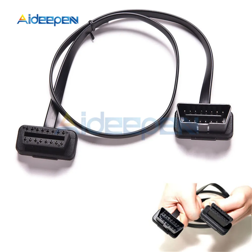 60 см ELM327 OBD2 16Pin штекер гнездо Удлинительный кабель для OBDII автомобильные