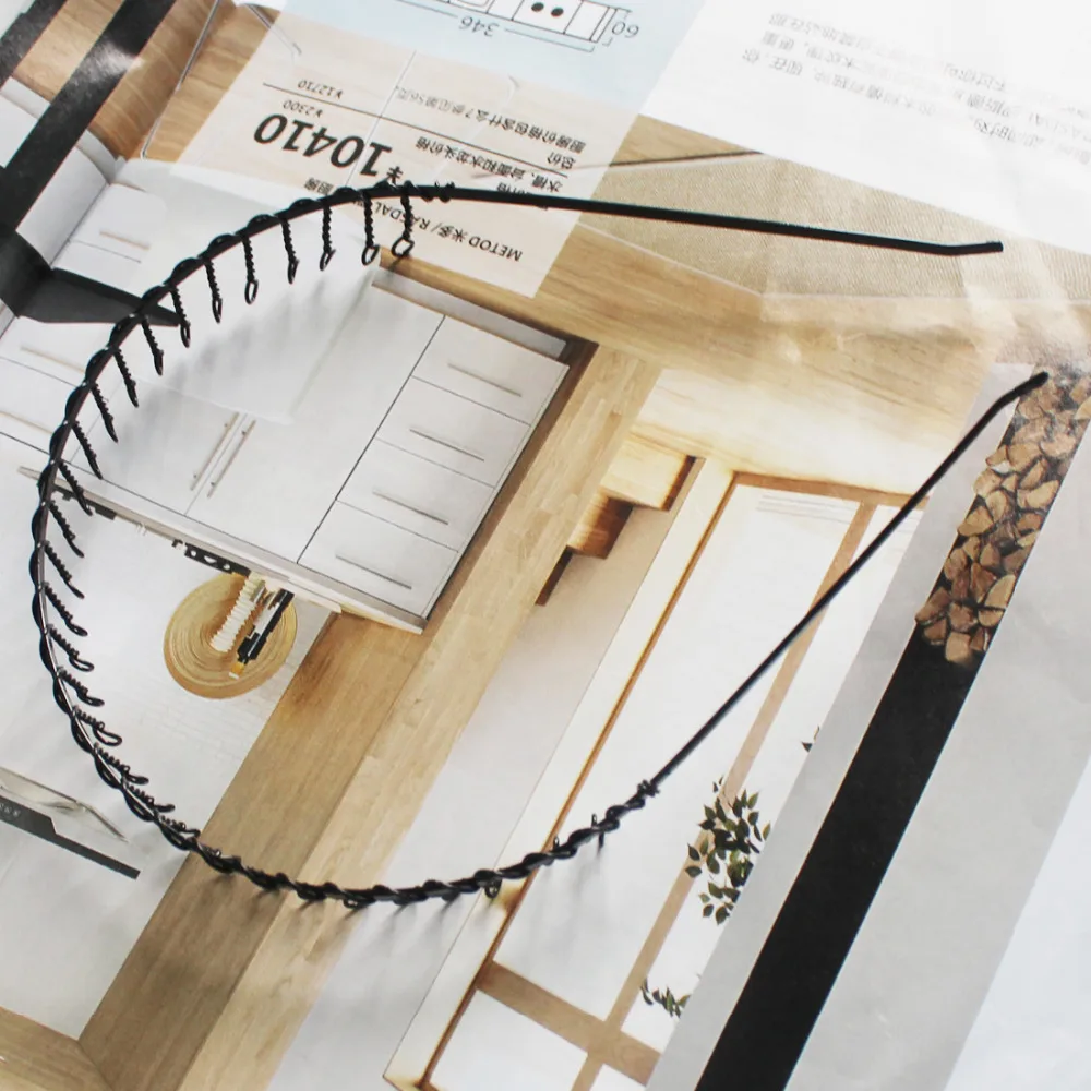 1 шт. черный металлический ободок для волос унисекс с волнистыми зубьями гребень