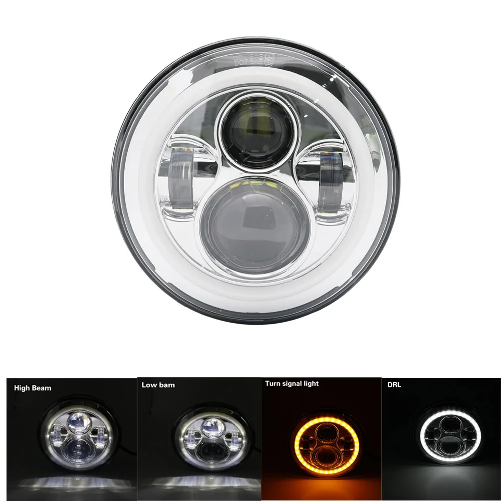 40w Halo lightsilver Для Лада Нива 4x4 suzuki samurai " светодиодный DRL H4 Halo Фары для ваз 2101 7 дюймов светодиодный налобный фонарь с Halo Кольцо Янтарный указатель поворота - Цвет: 40w Halo lightsilver