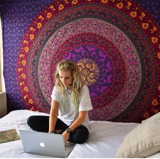 

Indian Printed Tapestry Mandala Tapestry Macrame Wall Hanging Tapestries Boho Bedspread Yoga Mat Blanket Bed Cloth tapiz pared