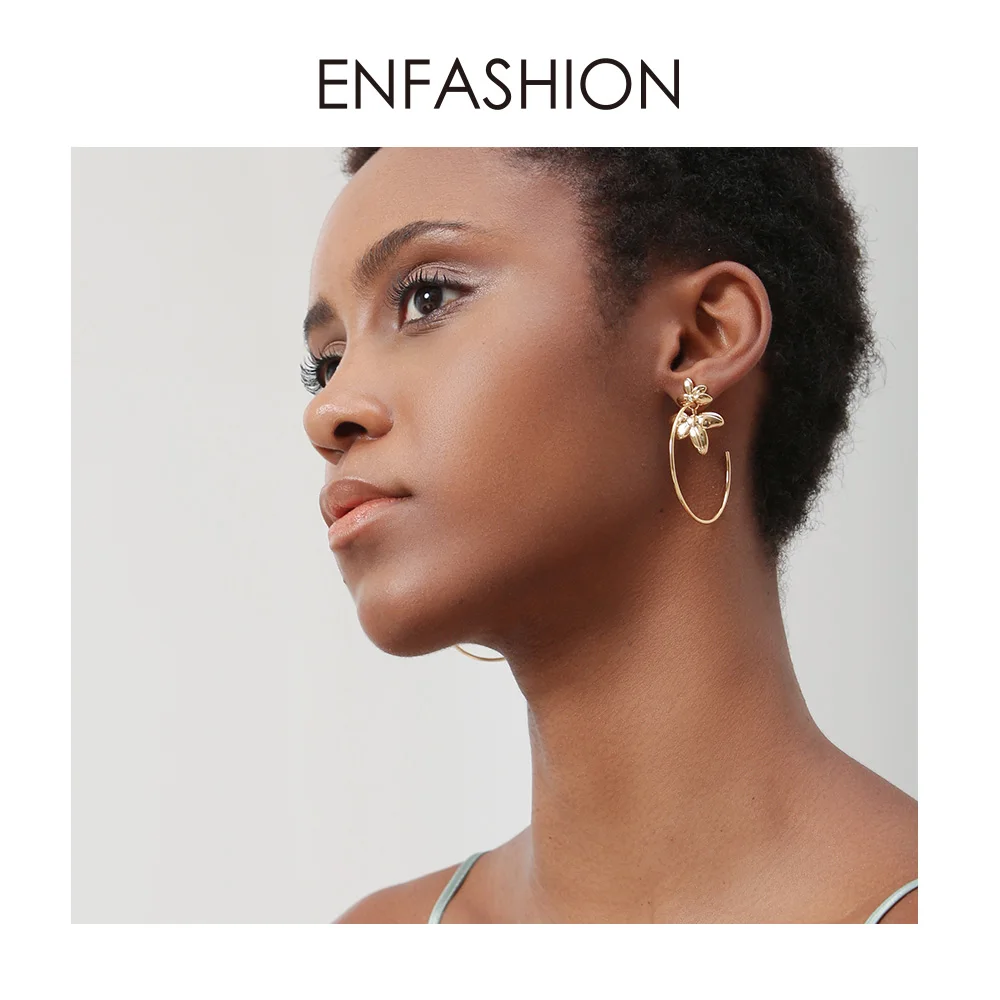 ENFASHION серьги кольца цветок для женщин золотой цвет массивные большие круглые