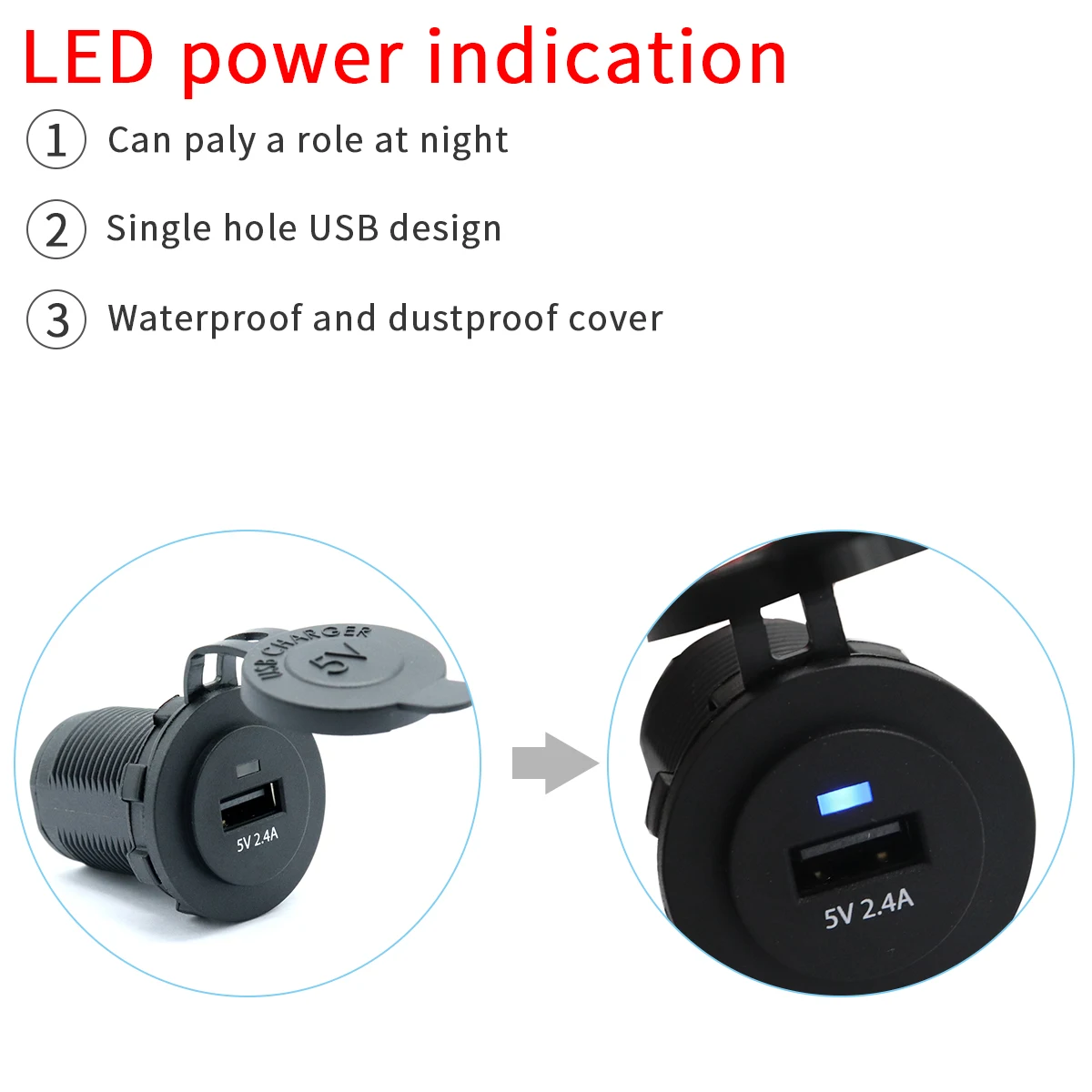 Однопортовое USB Автомобильное зарядное устройство 5V 2.4A для IPad IPhone IPod быстрая