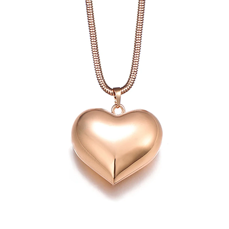 Classic Big Heart Pendant Necklaces Cute Glossy Long Necklace Jewelry For Women Fashion Birthday Party Gifts Drop shipping | Украшения и