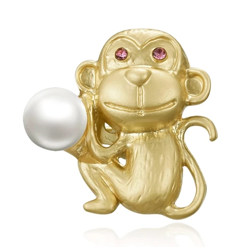 Monkey Rinhoo китайский талисман 12 брошь в виде животных мышь Бык Тигр кролик дракон змея лошадь овца обезьяна, курица собака свинья броши золотые булавки - Окраска металла: Monkey