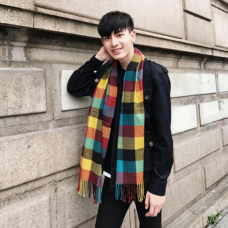 

Men's Brand Cashmere Scarfs Spring Winter Designer Plaid Warm cashmere scarves for Men and women Shawls Pashmina Neckerchief