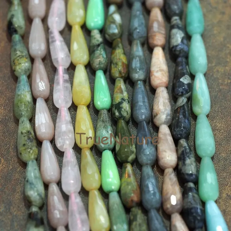 

Loose Beads Teardrop Shape Gem Stones Jewelry Beads Prehnites/ Moonstone/ Jades/ Jaspers/ Crystal Quartzs In 8*20 mm BE6118