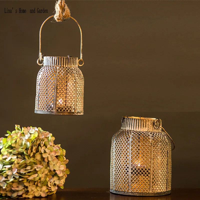 set 2 gridding handmade antique metal rustic candle lanterns | Дом и сад