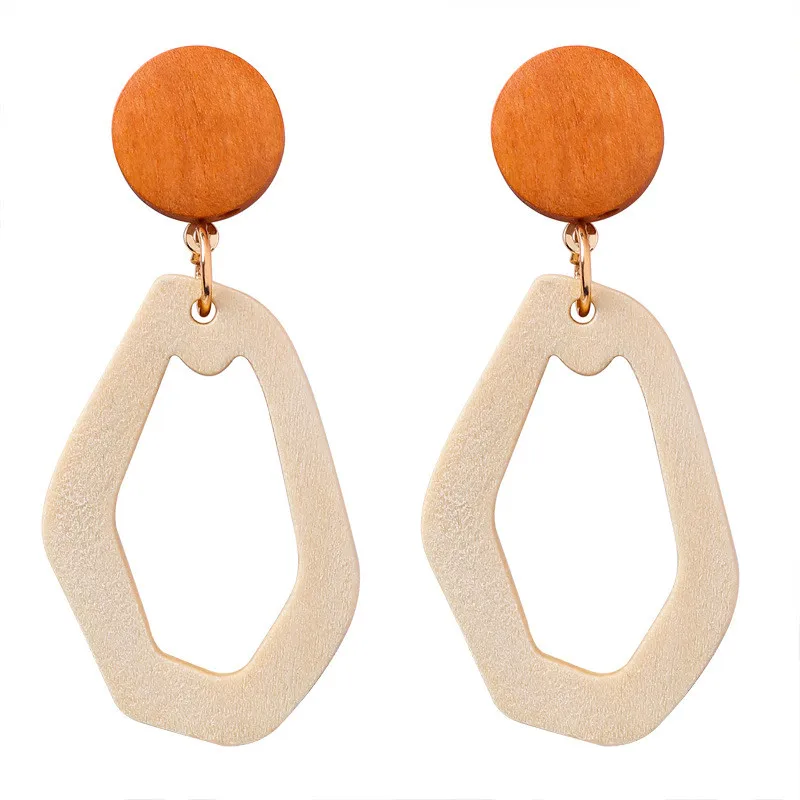 DANZE Cute Wooden Circle Flower Drop Earrings Women Vintage Statement Dangle Korean Christmas Gift Wholesale | Украшения и