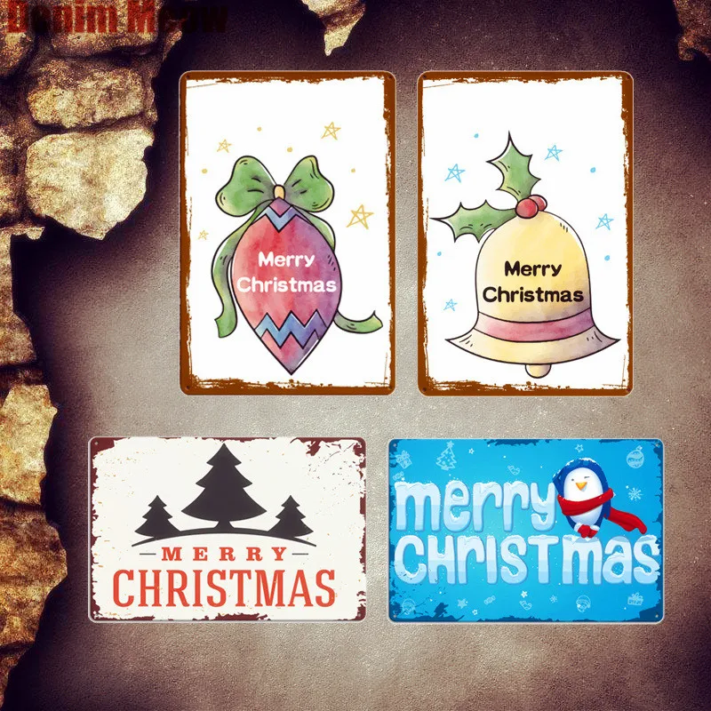 

Merry Christmas Home Plaque Shabby Chic Metal Signs Bar Cafe Farmhouse Decorative Plates Wall Stickers Metal Painting Decor MN63
