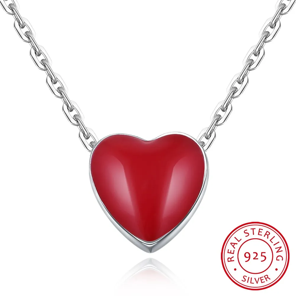 

S925 Pure Silver Red Heart Necklace Fashion necklace.