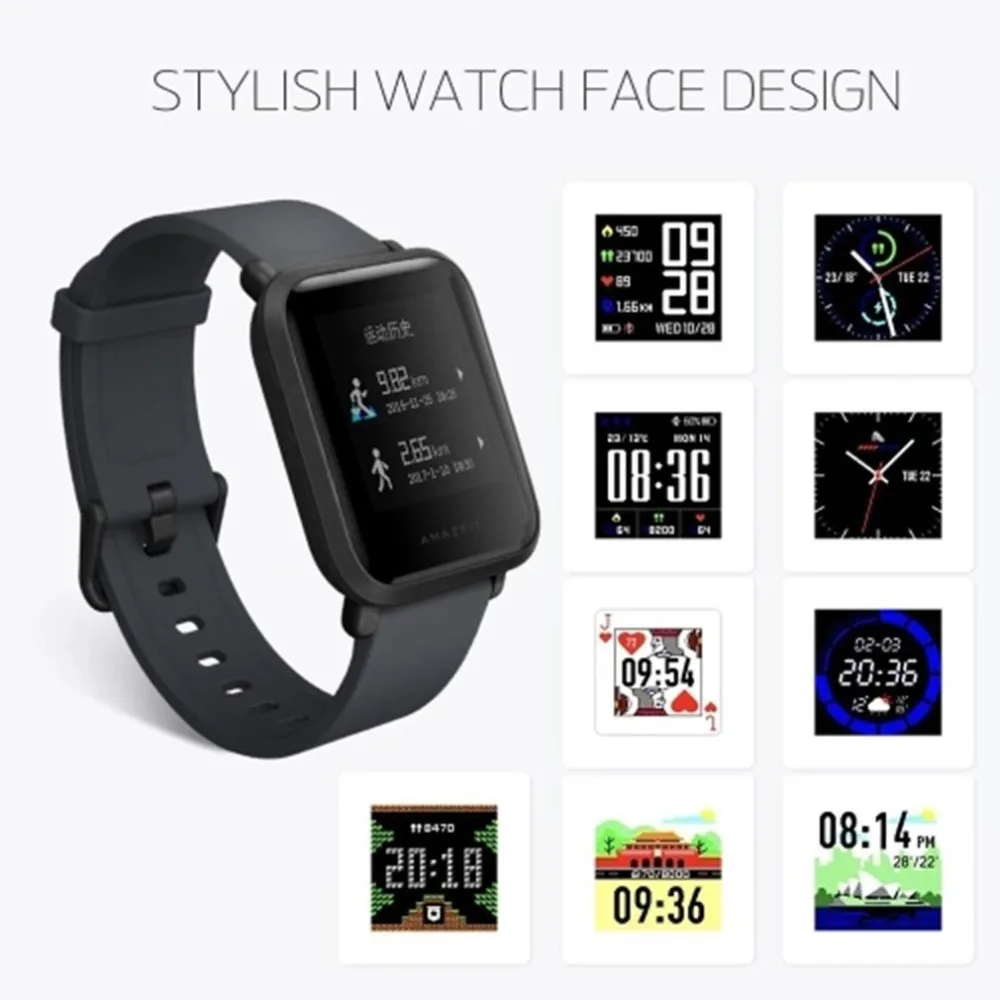 Xiaomi HUAMI Smartwatch gps умные часы международные Bluetooth наручные часы монитор сердечного ритма часы фитнес трекер активности