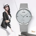 Женские повседневные кварцевые часы LIGE, водонепроницаемые простые наручные часы цвета розового золота и черного цвета, 2019