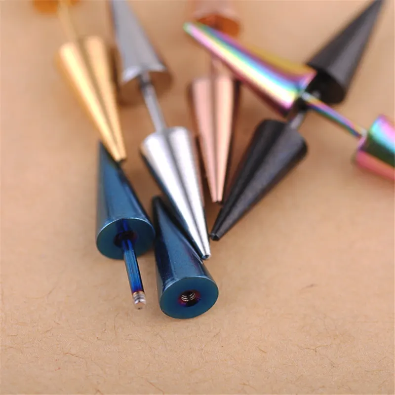 2 шт унисекс панк Рок уникальная из нержавеющей стали конусные заклепки серьги