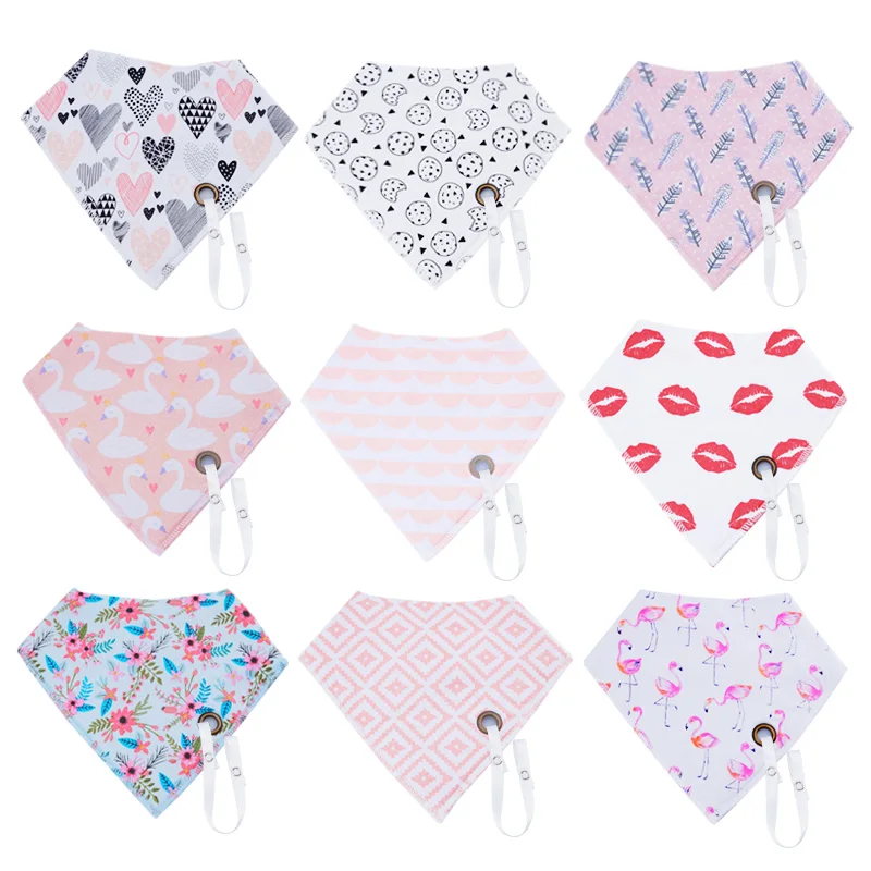 Muslinlife 2018 New Baby Boys Girl Bibs Cotton Bandana Bib Newborn Fashion Soft Burp Clothes With Pacifier Chain (36+Available) | Детская