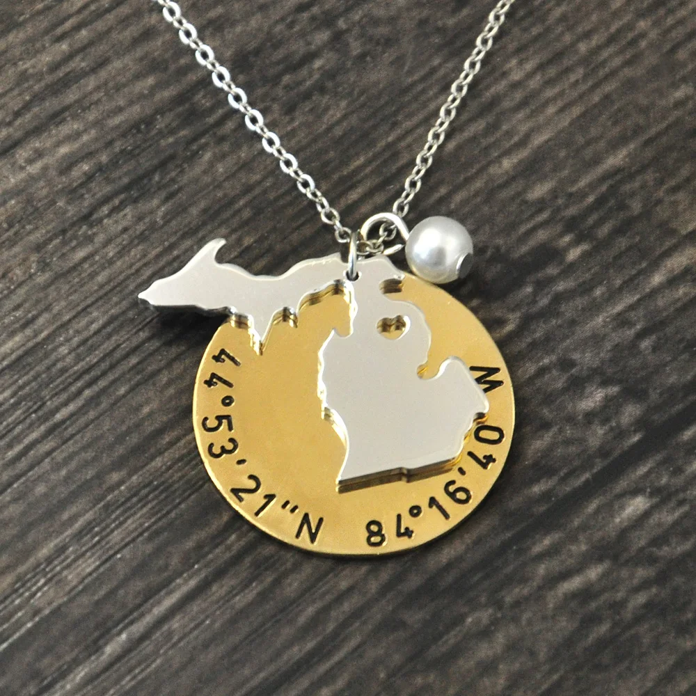 Ожерелье в форме штатива Мичиган ожерелье из любого города индивидуального