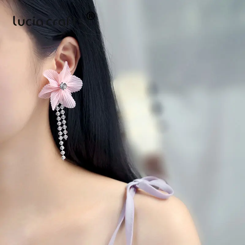 Lucia crafts 12 шт. 50 мм Снежинка пряжа цветок со стразами бантики головные уборы DIY