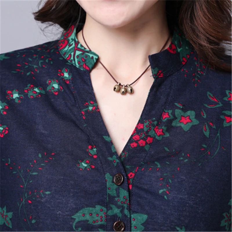 2020 New Spring Autumn Women's Dress Ethnic Style Loose Women Dreses Vintage Print Female Cotton linen Ladies FC64 | Женская одежда