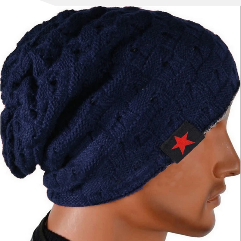 navy blue Зимняя трикотажная спортивная шапка унисекс мужские спортивные шапки двухсторонние шапочки для мужчин и женщин шапки в стиле хип-хоп со звездами беговые колпачки - Цвет: navy blue