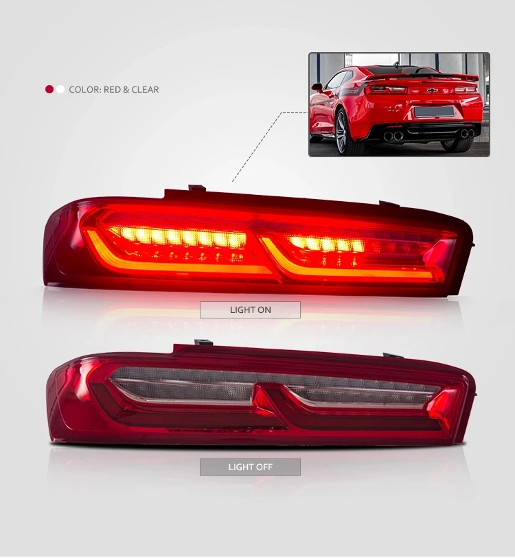 Светодио дный светодиодный фонарь для Chevrolet Camaro 6th Camaro задние фонари задний фонарь красный дым объектив динамический сигнал поворота