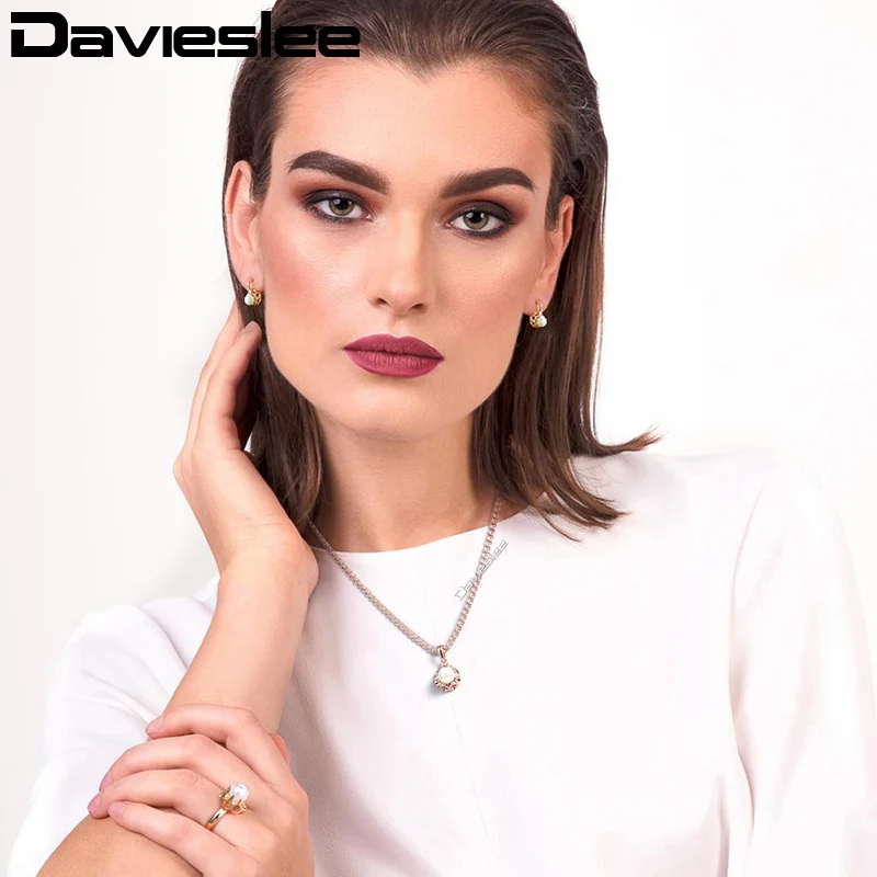 Ювелирный Набор Davieslee серьги-гвоздики кольцо подвеска ожерелье для женщин