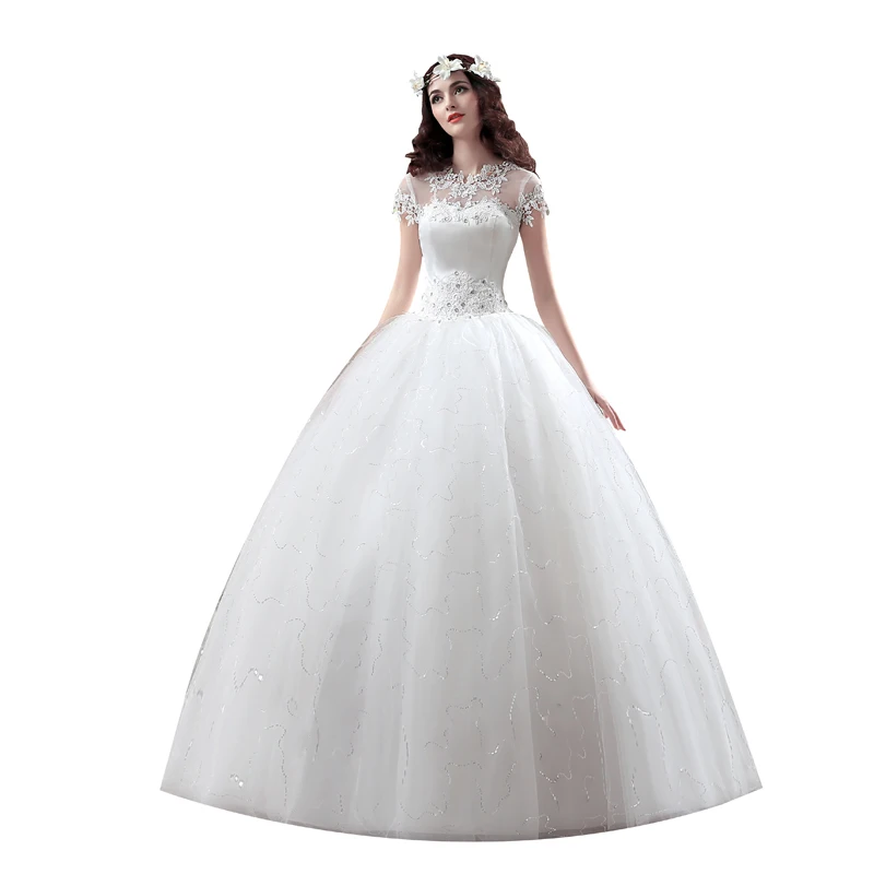 MD88 vintage sexy tulle o neck ball gown bride bridal dresses plus size Wedding Dress gowns 2019 Custom Made Vestido De Noiva | Свадьбы и
