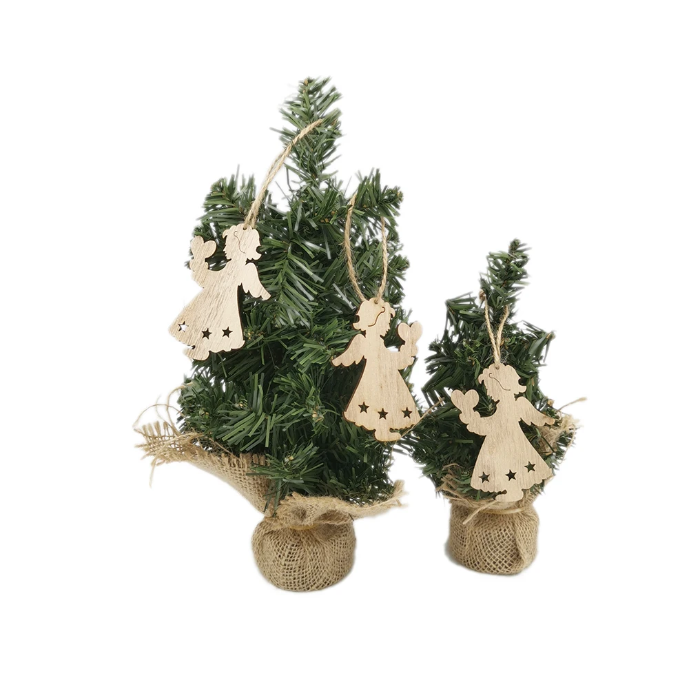 10pcs Unfinished Wooden Angel Christmas Ornaments Blank Xmas Tree Hanging Wood Slices for Kids DIY Art Crafts Festive Decoration