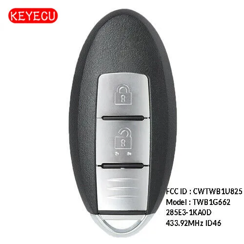 Keyecu Smart Remote Key 2 кнопки 433 МГц ID46 Fob для Nissan Micra/Juke/Leaf/Note FCC: TWB1G662 модель: TWB1G662|Ключ от