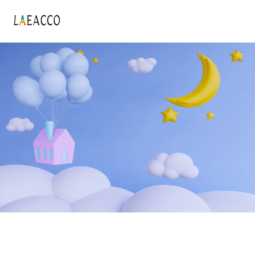 Laeacco Луна Звезда облако дом шар мечта детская комната фотография фон на заказ