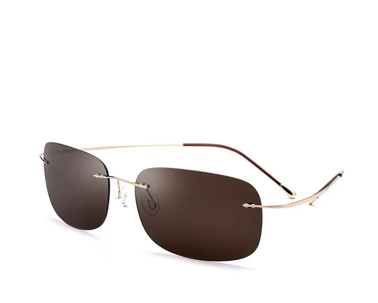 Gold rim Brown lens Новое поступление Ультра-светильник, Модные поляризованные титановые солнцезащитные очки без оправы, Классические уф400 солнечные очки, солнцезащитные очки - Цвет линз: Gold rim Brown lens