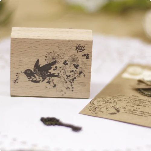 Высокое качество большие цветы и птицы diy открытка или Закладка штамп для