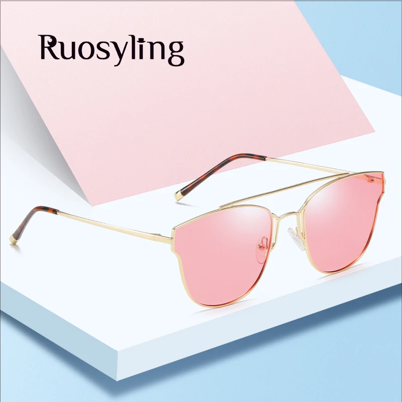 Женские поляризованные солнцезащитные очки Ruosyling розовые кошачий глаз UV 400