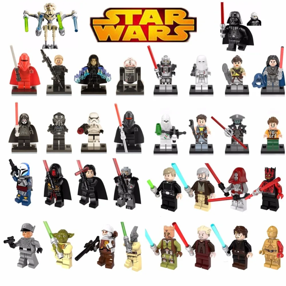 Одиночная продажа legoing Star Building Blocks Wars Luke Leia Han Solo Анакин Дарт Вейдер йода Джар