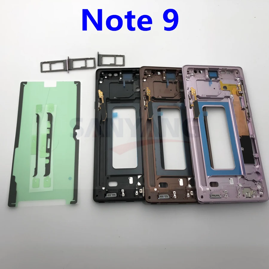 Для samsung Galaxy Note 9 N960 N960F N960FD N9600 средняя рамка Корпус Корпуса note9 крышка с держателем sim-карты наклейка