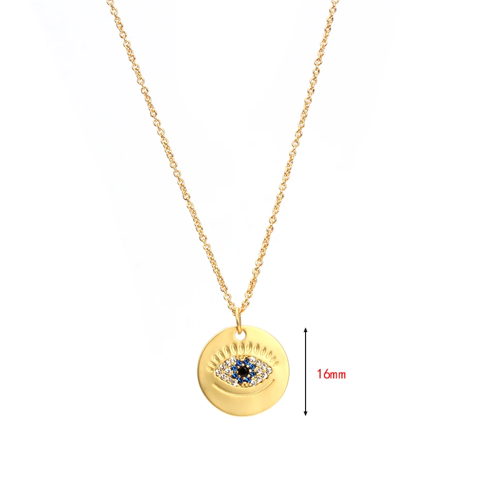 Цепочка женская с подвеской удачный глаз ожерелье круглым кулоном сглаза
