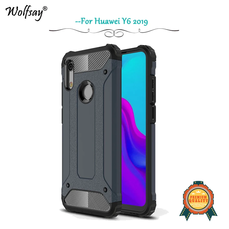 Чехол для huawei Y6 2019 противоударный чехол бронированный мягкий резиновый Жесткий