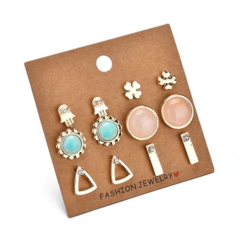 Multiple Fashion Decorated Ear Personality Simple Sweet Gift Geometric Charm Crystal Jewelry Girl Shiny Stylish Earrings Studs | Украшения
