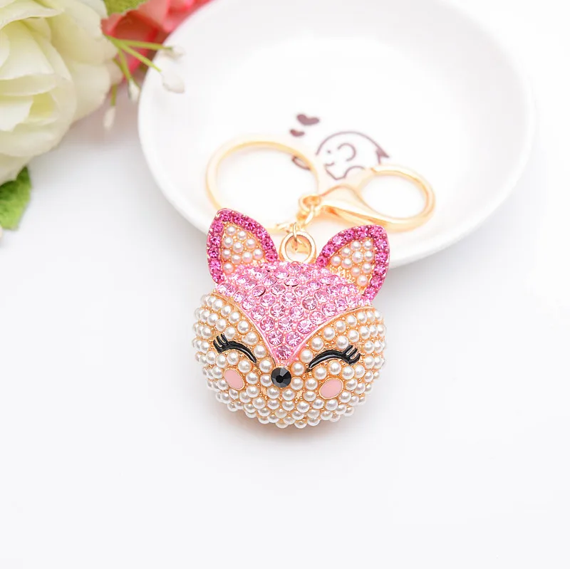 Fox Keychain - New Fashion Rhinestones Pendant metal Bag Charm Accessories creative Car Key Holder Lovely Chain K1688 | Украшения и