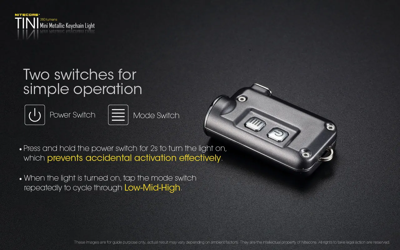 Nitecore TINI CU фонарик 380 люмен микро-USB зарядка мини металлический ключ фонарик на цепочке