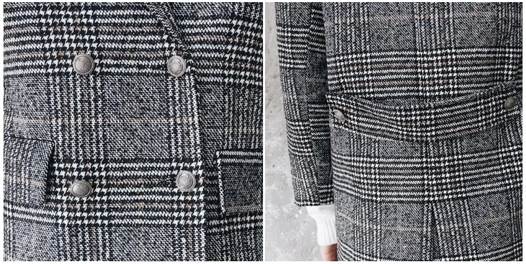 New Winter Double-breasted Plaid Wool Coat Men Loose Blends Windbreaker Fashion Vintage Tartan Long Men's Outerwear DS50825