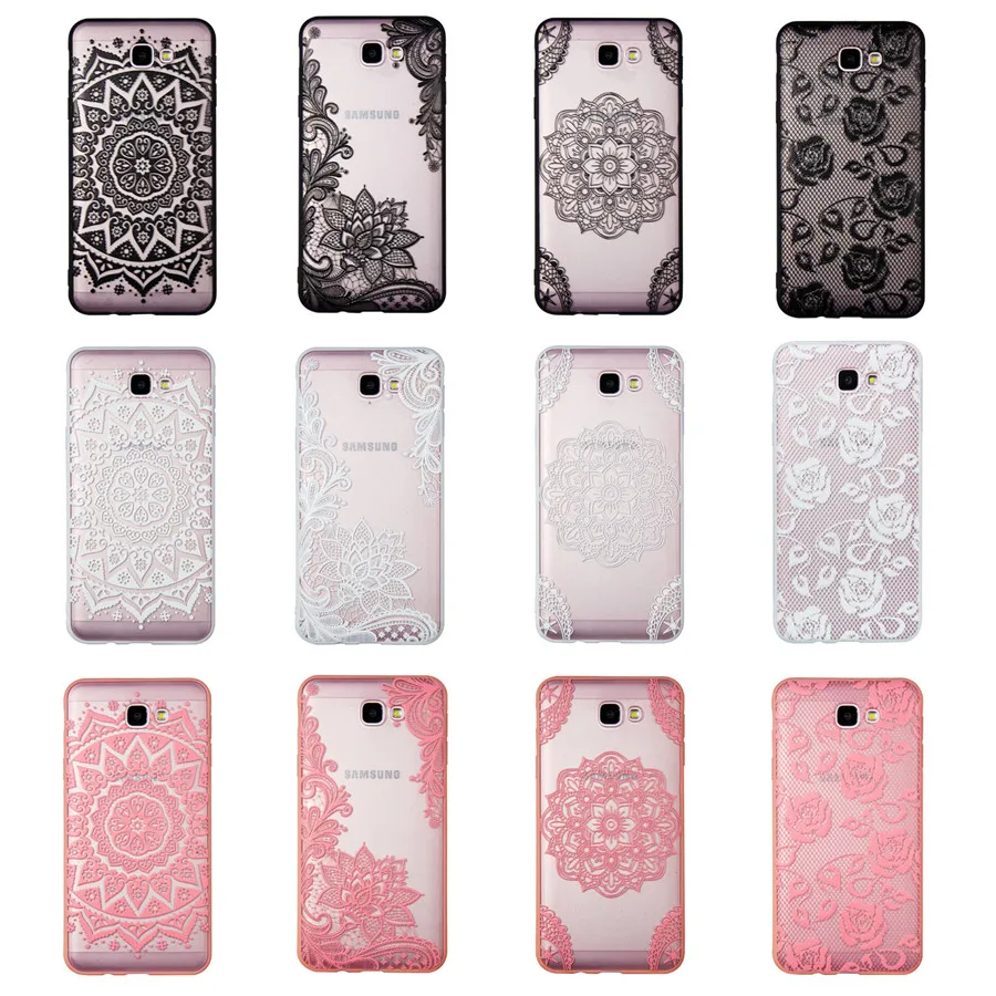 For Samsung Galaxy J5 Prime Case Transparent PC Lace embossed flower case Phone | Мобильные телефоны и аксессуары