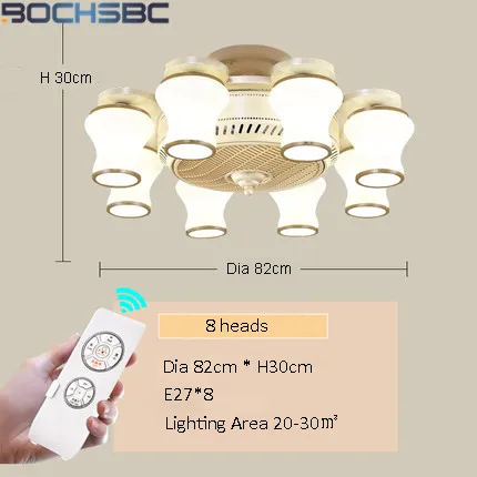 B 8 heads BOCHSBC современный светодиодный потолочная люстра с вентилятором 8 головок анион белые подвесные люстры столовая гостиная ночник с подставкой - Цвет лезвия: B 8 heads