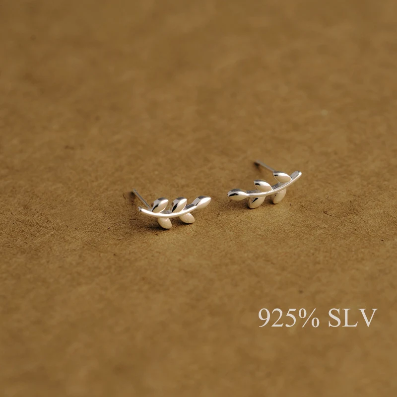 925SV оригинальные свежие листья серьги с листьями дикие простые японские и