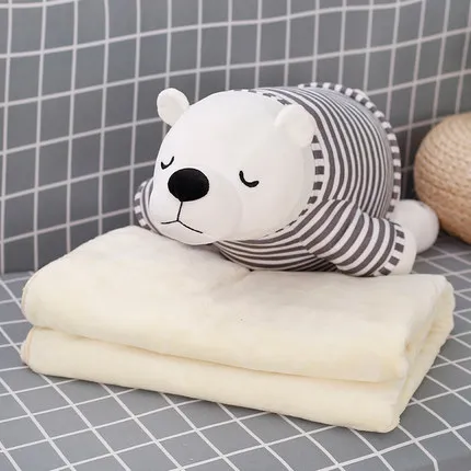 white Polar bear Мультяшная подушка, одеяло двойного назначения, подушка для сна, для автомобиля, офиса, коралловые колготки, подушка, кондиционер, одеяло - Цвет: white Polar bear