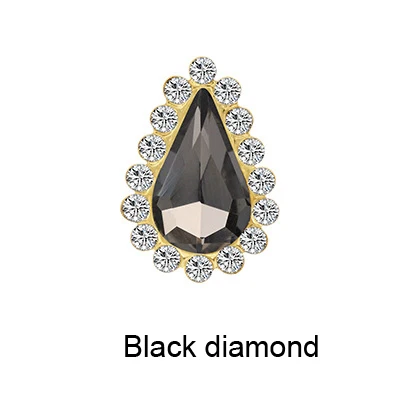 black diamond Капля форма 8x13 мм пришить носороги Золотая основа Блестящий Кристалл страз камни не горячей фиксации Швейные Стразы для одежды дизайн - Цвет: black diamond