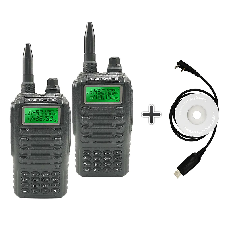 Add 1 program cable 2 шт. Quansheng TG-UV2 портативная рация Двухдиапазонная Ham Vhf Uhf мобильное радио PTT портативное переговорное TG UV2 двухстороннее радио приемопередатчик - Цвет: Add 1 program cable